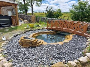 Pond Installation with Bridge